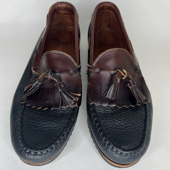 Allen Edmonds Nashua Loafers Shoes 9.5 D Black Brown Leather Tassel Made In USA main image 15